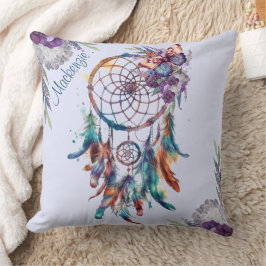 Wasserfarbe Boho Dreamcatcher Personalisiert Name Kissen