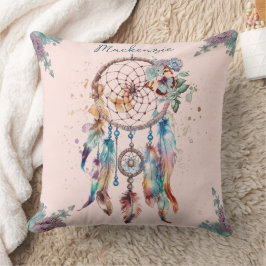 Wasserfarbe Boho Dreamcatcher Personalisiert Name Kissen