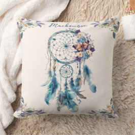 Wasserfarbe Boho Dreamcatcher Personalisiert Name Kissen