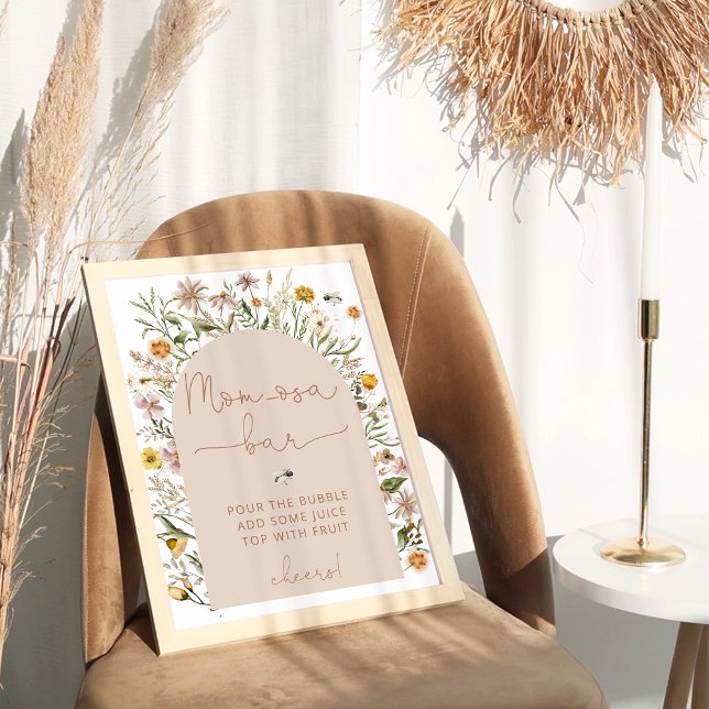 Wasserfarbe Boho Floral Baby Dusche Momosa Bar Poster (Von Creator hochgeladen)