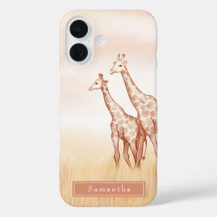 Wasserfarbe Boho Giraffe Personalisiert iPhone 16 Hülle