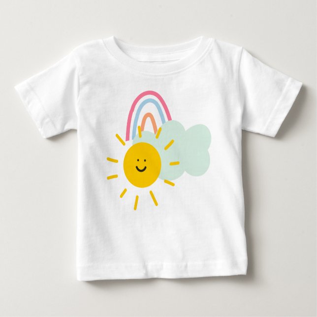 Wasserfarbe Boho Regenbogen und Sonne Baby T-shirt (Vorderseite)