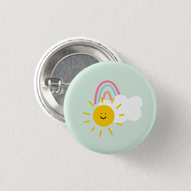 Wasserfarbe Boho Regenbogen und Sonne Button (Vorne & Hinten)