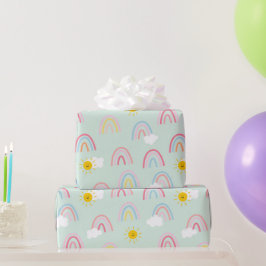 Wasserfarbe Boho Regenbogen und Sonne Geschenkpapier