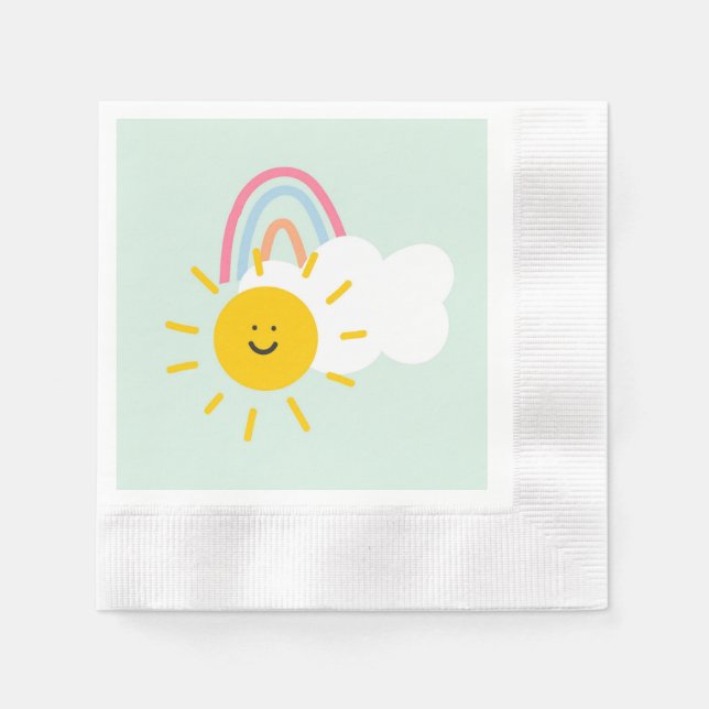 Wasserfarbe Boho Regenbogen und Sonne Serviette (Vorderseite)