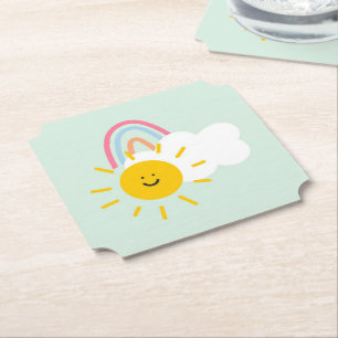 Wasserfarbe Boho Regenbogen und Sonne Untersetzer