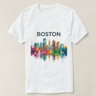 Wasserfarbe Boston Skyline Boston Ma Skyline T-Shirt