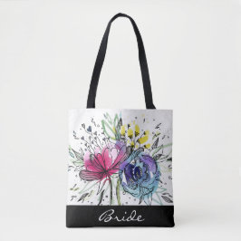 Wasserfarbe Bouquet personalisiert Tote Tasche.