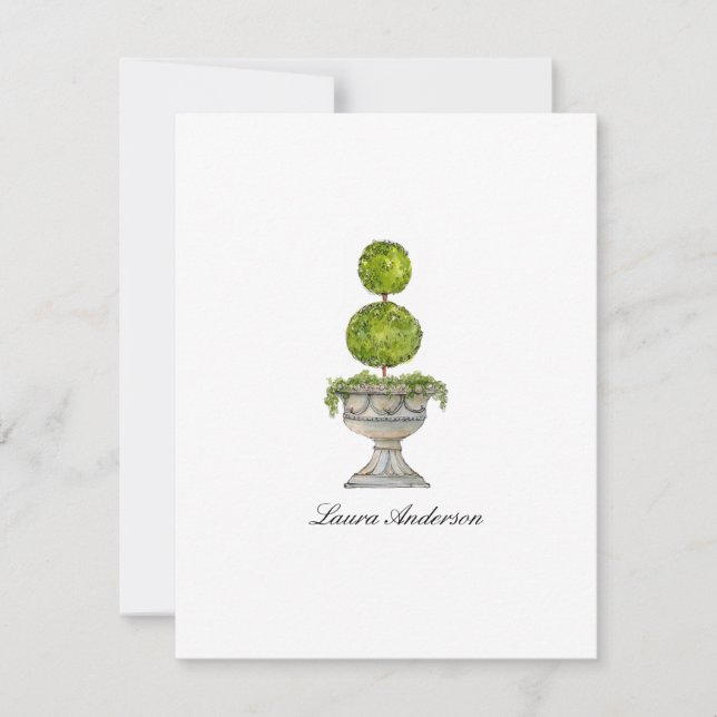 Wasserfarbe Boxwood Topiary Wohnung Danke Karte (Vorderseite)