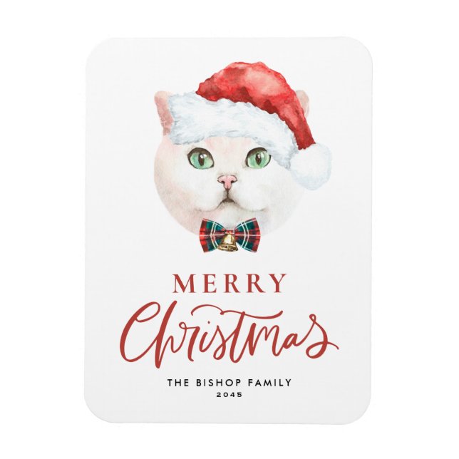 Wasserfarbe British Kurzfristige Katze Weihnachten Magnet (Vertikal)