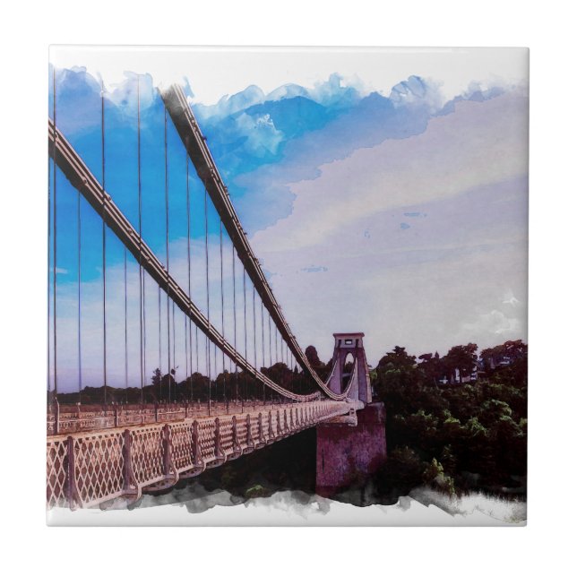 Wasserfarbe-Brücke Fliese (Vorderseite)