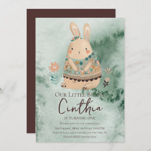 Wasserfarbe Bunny Oaster Pastel Boho Birthday Invi Einladung