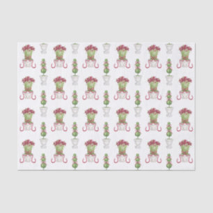 Wasserfarbe Burgund Amaryllis & Topiary Weihnachte Seidenpapier