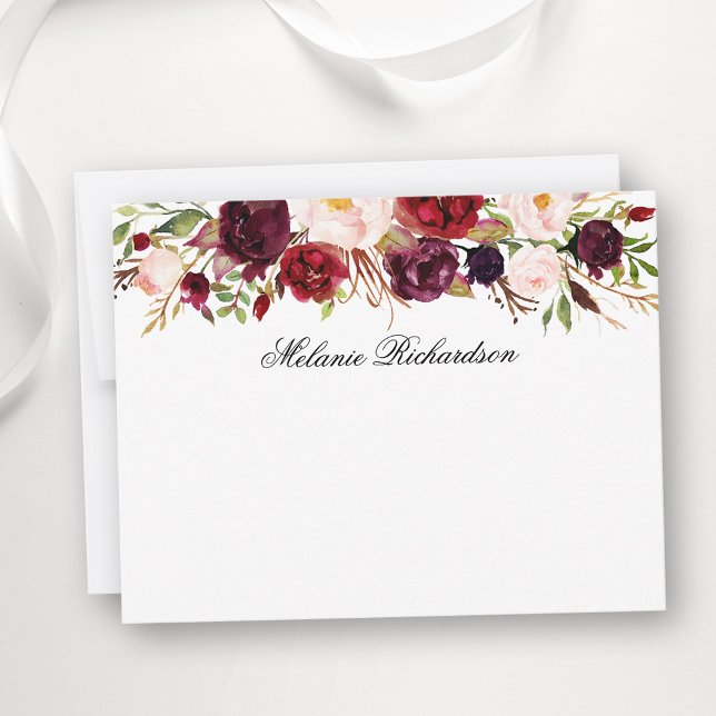 Wasserfarbe Burgund Bläschen Personalisiert Mitteilungskarte (Customize to change text color,  text style or to add more text to back of card.)