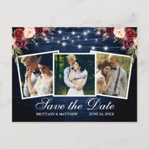 Wasserfarbe Burgund Bläserblau Holz 3 Foto Postkarte