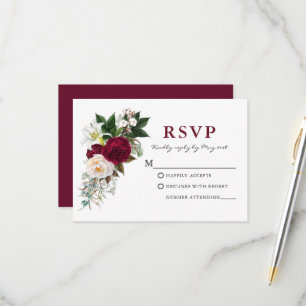 Wasserfarbe Burgund Blumengrün UAWG RSVP Karte