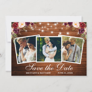 Wasserfarbe Burgund Blumenholz 3 Foto Save The Date