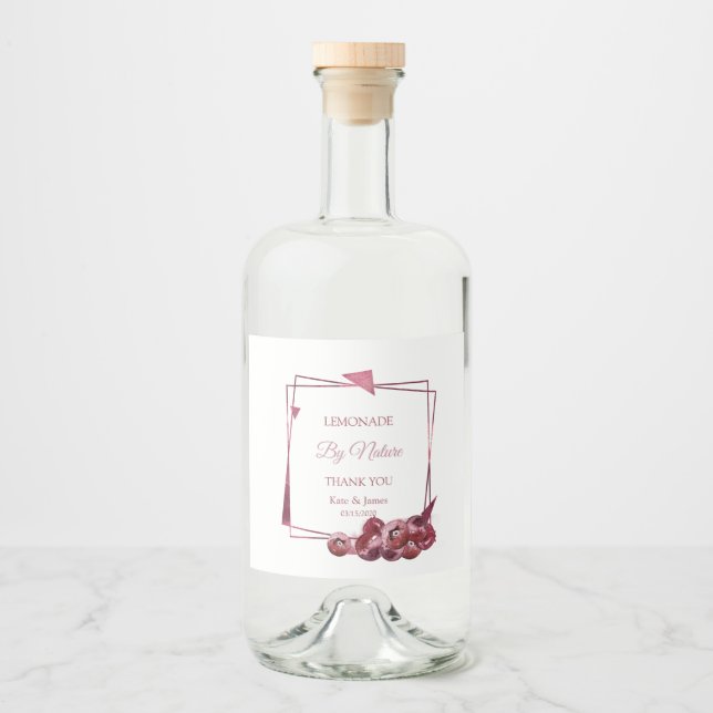 Wasserfarbe Burgund Wilde Beeren Alkoholflaschenetikett (Vorderseite)