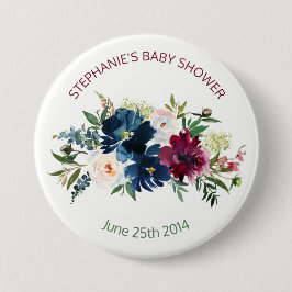 Wasserfarbe Burgundy Navy Blume Kinderdusche Button