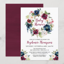 Wasserfarbe Burgundy Navy Blume Kinderdusche