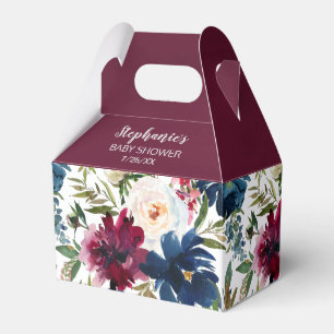 Wasserfarbe Burgundy Navy Blume Kinderdusche Geschenkschachtel