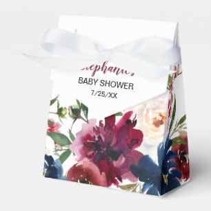 Wasserfarbe Burgundy Navy Blume Kinderdusche Geschenkschachtel