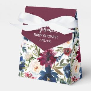 Wasserfarbe Burgundy Navy Blume Kinderdusche Geschenkschachtel