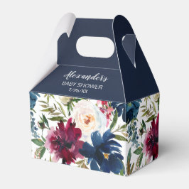 Wasserfarbe Burgundy Navy Blume Kinderdusche Geschenkschachtel