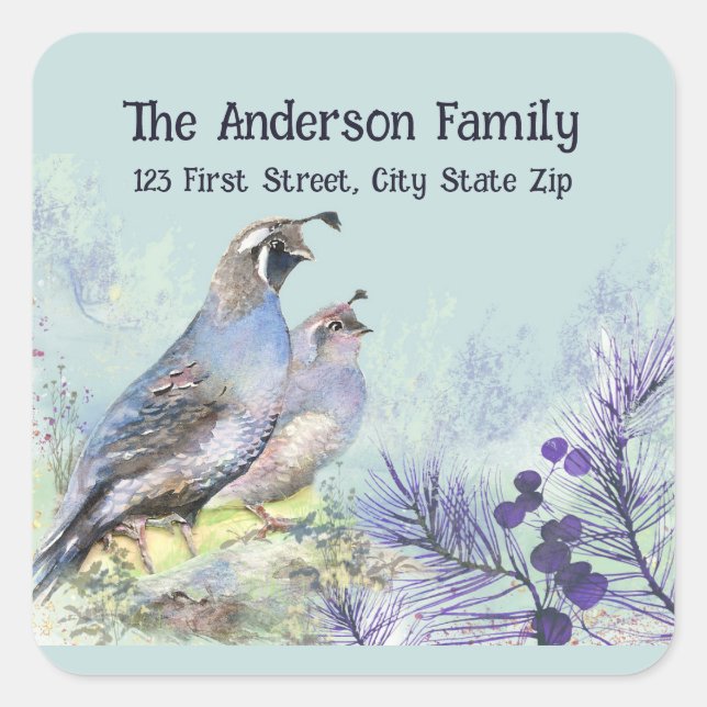 Wasserfarbe California Vogelwelt Quadratischer Aufkleber (Vorderseite)