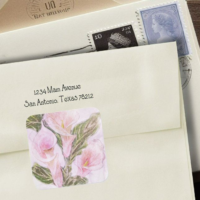 Wasserfarbe Calla Lilien Quadratischer Aufkleber (Von Creator hochgeladen)