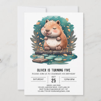 Wasserfarbe Capybara zum Geburtstag Einladung
