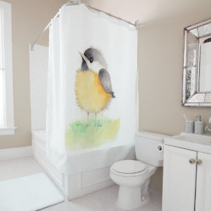 Wasserfarbe Chickadee Duschvorhang