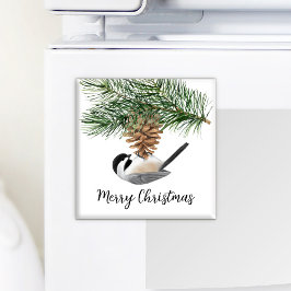 Wasserfarbe Chickadee Pine Cone Winter Weihnachten Magnet