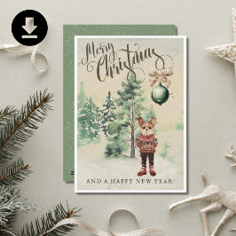 Wasserfarbe Chihuahua Chi Dog Retro Vintag Feiertagskarte