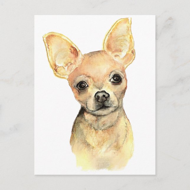 Wasserfarbe Chihuahua, Haustier Postkarte (Vorderseite)