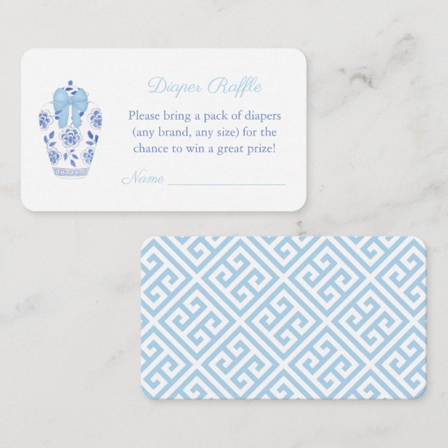 Wasserfarbe Chinoiserie Babydusche Windelwanne Win Begleitkarte (Vorne/Hinten)