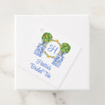 Wasserfarbe Chinoiserie Citrus Topiary Monogram