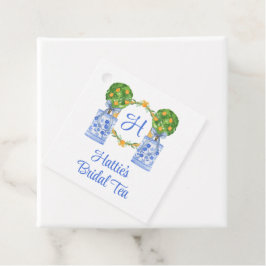 Wasserfarbe Chinoiserie Citrus Topiary Monogram Geschenkanhänger