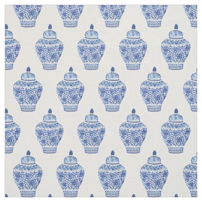 Wasserfarbe Chinoiserie Ginger Jar Fabric Stoff (Muster)