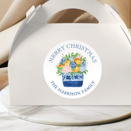 Wasserfarbe Chinoiserie Mandarins Weihnachtsgesche Runder Aufkleber