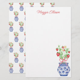 Wasserfarbe Chinoiserie Vase of Red Strawberries Briefpapier