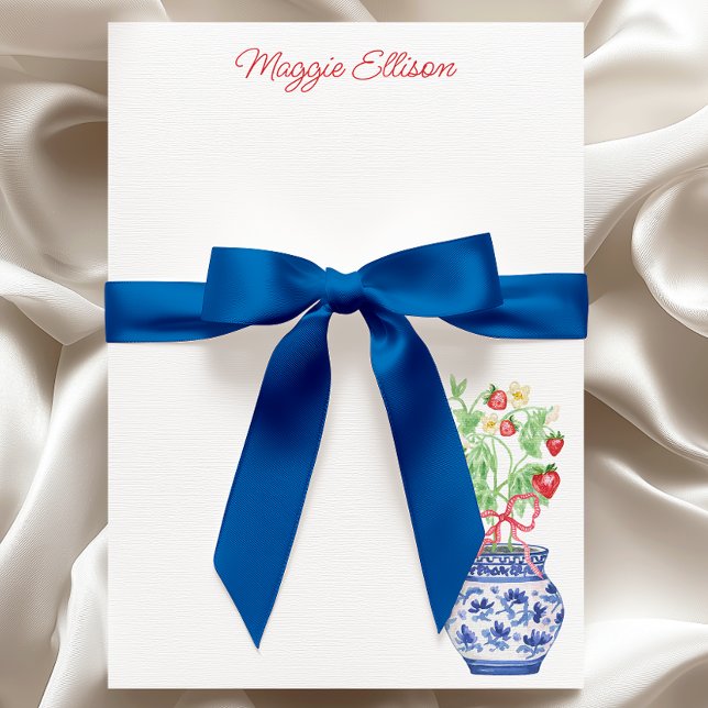 Wasserfarbe Chinoiserie Vase of Red Strawberries Dankeskarte (Von Creator hochgeladen)