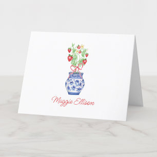 Wasserfarbe Chinoiserie Vase of Red Strawberries Dankeskarte