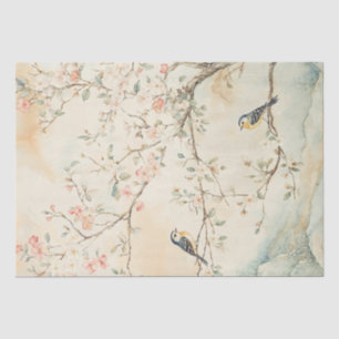 Wasserfarbe Chinoiserie Vögel und Blüten Seidenpapier