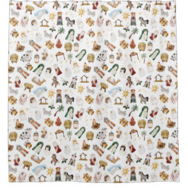 Wasserfarbe Christlich Weihnachtskrippe Duschvorhang