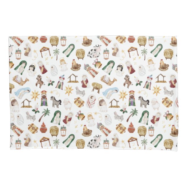 Wasserfarbe Christlich Weihnachtskrippe Kissenbezug (Vorderseite)