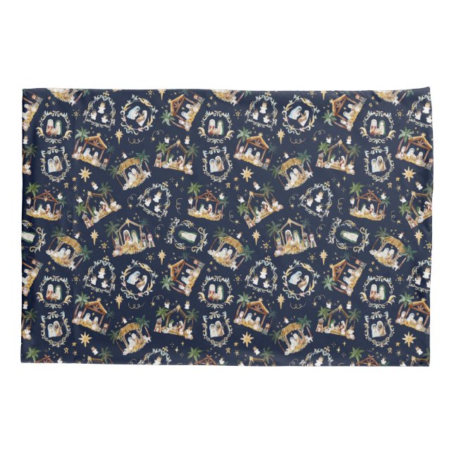 Wasserfarbe Christlich Weihnachtskrippe Kissenbezug (Rückseite)