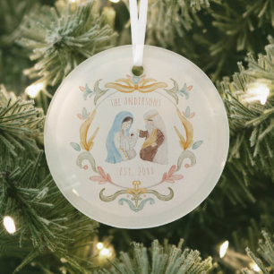 Wasserfarbe Christlich Weihnachtskrippe Ornament Aus Glas