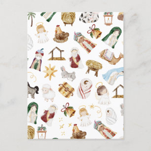 Wasserfarbe Christlich Weihnachtskrippe Postkarte