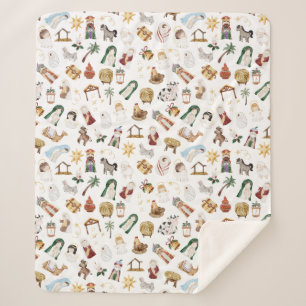 Wasserfarbe Christlich Weihnachtskrippe Sherpadecke